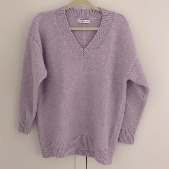 Mango chunky V neck sweater light purple size XS - Picture 1 of 3